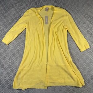 Chico's Women's Cardigan Sz XS (00) Yellow Open Front Long Sleeve Stitch Hem NWT